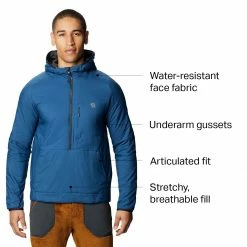 New ⭐ Mountain Hardwear Kor Strata Pullover Hooded Jacket Men's ✔️ -Mountain Hardwear Sales BLUHOR D5 1